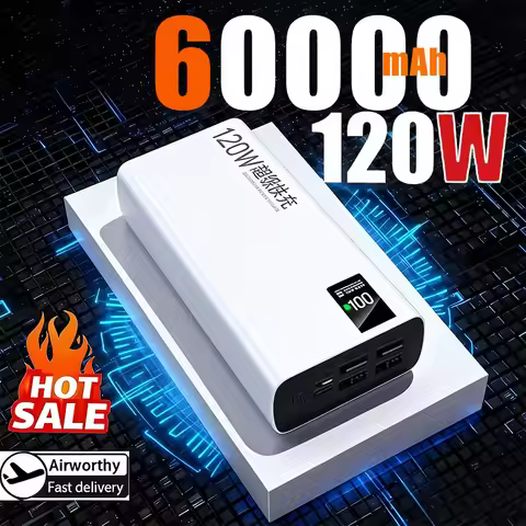 60000mAh High Capacity Power Bank 120W Fast Charging Powerbank Portable Battery Charger For iPhone S