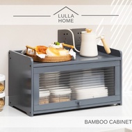 LullaHome Minimalist Muji Grey Nordic Bamboo Cabinet Kitchen Pantry Countertop Retro Storage Cabinet