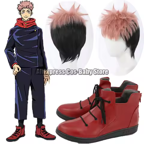 Anime Juju Ka Cosplay Shoes Boots Yuji Itadori Wigs Hair Cap Fashion Role Game Exhibition Accessorie
