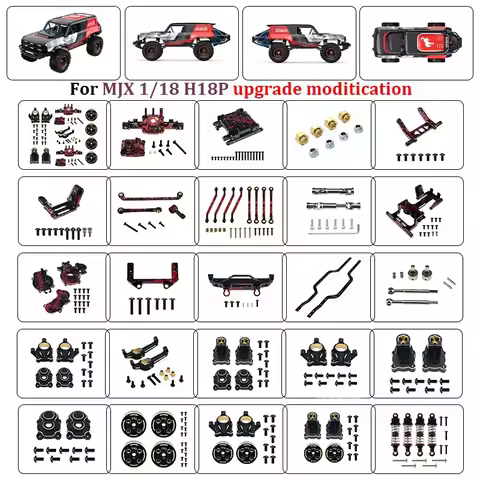 Camouflage Version Brass Upgrade Parts Kit for MJX H18P 1/18 RC Car, Steering Cup, Weight, Gear Cove
