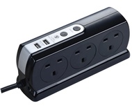 Masterplug SRGDSU63PW, Surge Back To Back, Extension Cord, with 2 x 3.1A USB, 6 Sockets 3M
