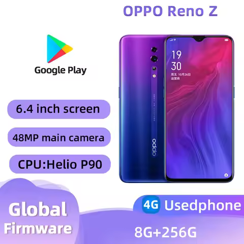 Oppo Reno Z 4G unlocked 6.4-inch Screen Android CPU Helio P90 48MP Camera 4035mAh Battery Used Phone