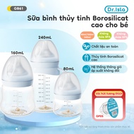 Dr.isla Milk Bottle made of glass material 80ml 160ml 240ml BPA Free anti-colic design suitable for 