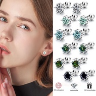 1 Pair Screw Type Six-Claw s925 Sterling Silver Mosonite Diamond Earrings, 0.5ct * 2 Colorful Mosoni