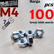 M4 WHITE GALVANIZED HEX NUT KEY 7 PITCH 0.70 White Iron Hex Nut/ M4