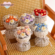 1ONLYTWO Puff Flower Bouquet, Knited Flower Finished Bouquet Crochet Flowers Bouquet,  Mini Knitted 