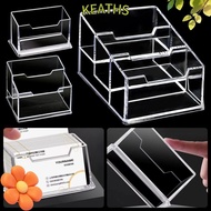 KEATHS 1Pcs Business Card Box, Display Stand Acrylic Plastic Bussiness Card Holder, 1/2/3 Grids  Tra