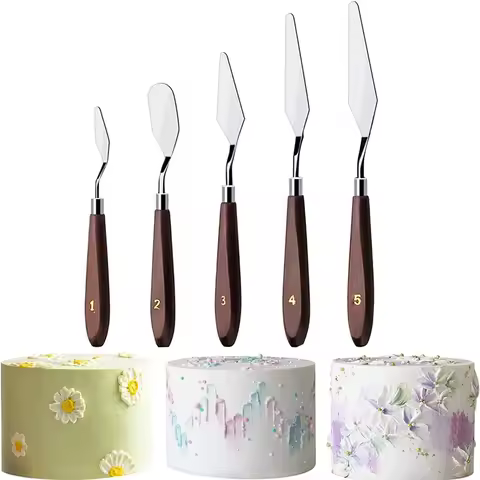 5Pcs Cake Cream Spatula Set Stainless Steel Painting Knive Kit Cake Decoration Tool Palette Knife Ca