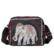 Tas selempang kanvas tenun motif 2 sisi tas thailand gambar gajah qualitas premium bahan tebal dan j