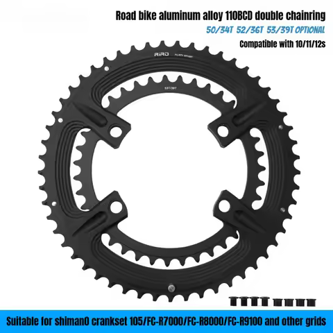 4-Bolts 110BCD Aluminum Alloy Chainring for Shimano 105 R7000/Restore R8000/Dura-Ace R9100 50-34T 52