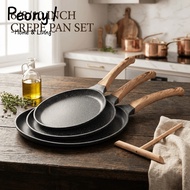 PEONY1 Crepe Pancake Pan, 6/8/10in Wooden Handle Non Stick Frying Pan, Professional Cooking Tools Mu