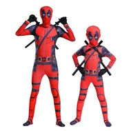 ชุด Deadpool พร้อมสำหรับเด็ก/ผู้ใหญ่,Superhero Spider Man Halloween Cosplay Jumpsuit สไตล์3D สำหรับเ