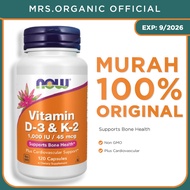 Now Vitamin D3 D-3 K2 1000iu 120 caps - Bone Immune Endurance
