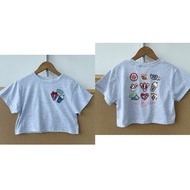 2M1-71 Children Round Neck Cartoon Pattern Embroidery Printing Durable Girl Cute Style Short-Sleeved