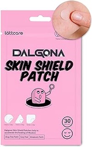 lattcare Dalgona Skin Shield Patches | Dalgona Candy Shaped Hydrocolloid Acne Patches | Make Your Face Acne Look Cute | No Dyes, Vegan, Cruelty Free | (30 Count / 3 Shape Sizes)