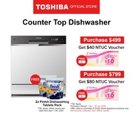 [FREE GIFT]Toshiba DW-08T1(S)-SG Cool Grey Compact Tabletop Self Cleaning Dishwasher 8L