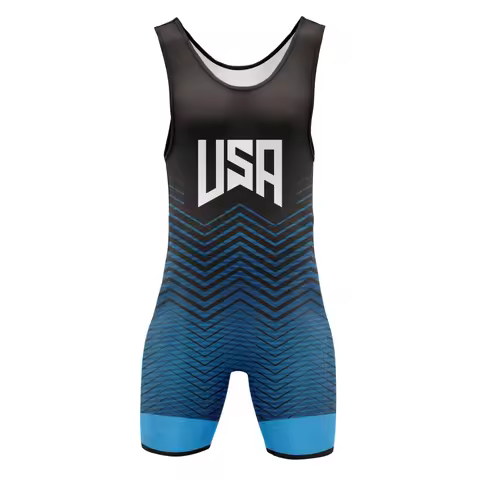USA Men’s Wrestling Singlet Apparel Gymnastics Jumpsuit Powerlifting Sleeveless Running Fitness Boxi