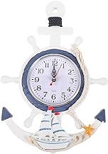 Veemoon Anchor Clock Mediterranean Style Wall Clock Sea Theme Nautical Ship Wheel Rudder Steering Wheel Decoration Wall Hanging Decor