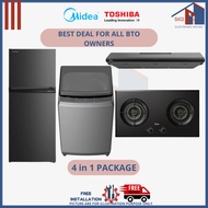 BTO OWNERS COMBI DEAL - TOSHIBA WASHER &amp; FRIDGE + MIDEA HOOD &amp; HOB - FREE DELIVERY &amp; INSTALLATION