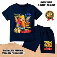 KATUN BOYS GIRLS SHORT SLEEVED SET BOYS TUNG TUNG TUNG SAHUR 3 ANOMALI COTTON Baju Budak Lelaki Set