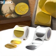 SIJIANG 250pcs Gold Silver Embossed Logo Stickers Embossed Stamp Decoration Sticker Certificate Embo