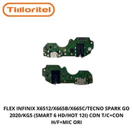 FLEX INFINIX X6512/X665B/X665C/TECNO SPARK GO 2020/KG5 (SMART 6 HD/HOT 12I) CON T/C+CON H/F+MIC ORI