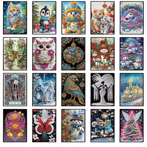 50-Page A5 Size 5D DIY Diamond Art Painting Notebook Kit 50 Pages Crystal Notepad Sketchbook for Bir