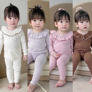 (VNTK) Korean autumn-winter cotton zip bow tie homewear Set for girls - HW027