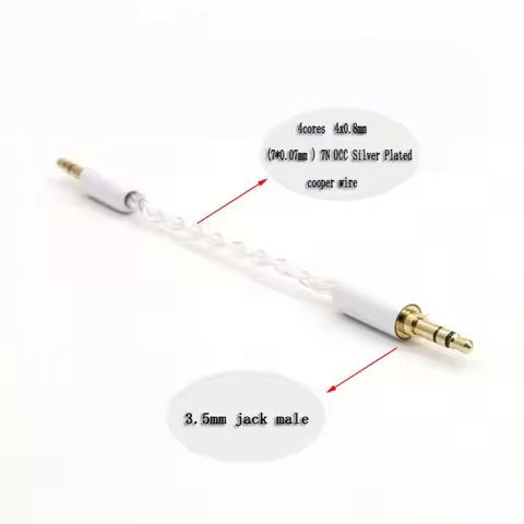 HiFi 10cm Silver Plated 3.5mm Male to 3.5mm Male Stereo Audio Hifi Audio cable car AUX wire jump cab