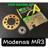 Sprocket Set 415 (Modenas Kriss MR3 ) 415 Gold Chain + Spoket 1 Set)