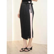 Length 31 Inches 2MUAY Model GM17401 PLEATED SKIRT SIDE STRIPED TWO TONE WRAP 2 Colors FREE SIZE