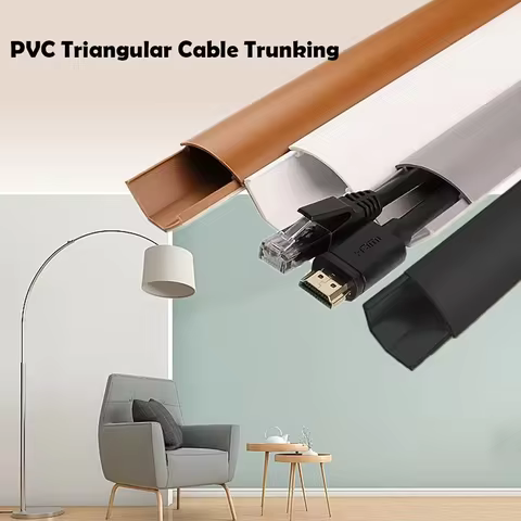 1/4PCS PVC Triangle Slot Floor Cord Cover Self-Adhesive Cord Protector Extension Wiring Duct Electri