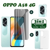 OPPO A58 Tempered Glass OPPO A78 A57 A55 A95 A96 A76 Screen Protector OPPO A58 Camera Lens Protector Full Cover Screen Matte Privacy Glass 3 In 1 Carbon fiber back film