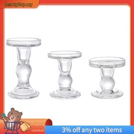 [In Stock]Glass Candle Holders, Clear Pillar Taper Candlestick Crystal Candle Holder Stand for Dinne