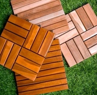 Grosir Decking Tile Lantai Kayu Jati Ukuran 30x30 Cm-Motif Zigzag/ Mozaik Asli Kayu Jati Tebal 2 Cm