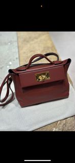 愛馬仕 hermes mini 2424 55 愛馬仕紅  金扣 evercolor皮 拼 swift皮