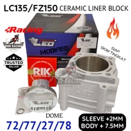 72/77/27/78 LEO THAILAND LC135 72MM BODY +7.5MM/SLEEVE +2MM Racing Cylinder Ceramic Liner Block Set with Piston Dome