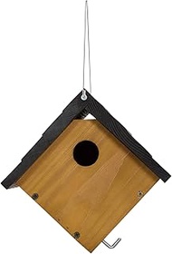 Backyard Expressions Hanging Wooden Bird House with Rope – Outdoor Nesting House with 1-1/8" Predato