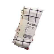 IKEA | Ikea Linne Kitchen Towel 4-Pack 45X60Cm White/Dark Gray/Pattern 804.763.48