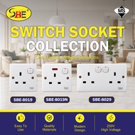 [SIRIM] SBE CLASSIC 1GANG 13A / 1GANG 13A WITH NEON INDICATOR / 2GANG 13A SWITCH SOCKET (ALL WHITE)