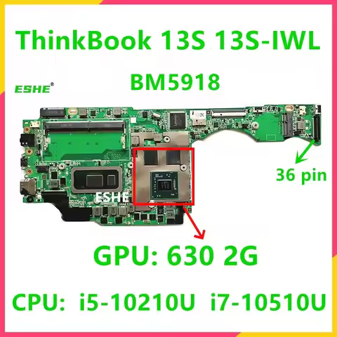 BM5918 For Lenovo ThinkBook 13S 13s-IML 13s-IWL Laptop Motherboard With CPU I5-10210U I7-10510U GPU 