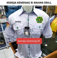 kemeja kemenag RI/kemeja kementrian agama/kemeja seragam/kemeja putih lis hijau/kemeja seragam lenga