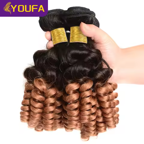 1B/30 Blonde Funmi Bouncy Curly 100% Human Hair Weave Bundles Spiral Curly Ombre Golden Blond Color 