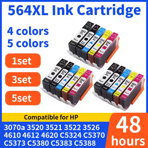 1~5set 564 564XL ink cartridge Compatible For HP564 XL For HP deskjet 3070a 3520 3521 3522 3526 Offi