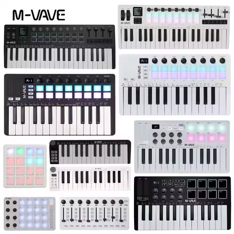 M-VAVE MIDI Keyboard Controller Rechargeable USB MIDI Keyboard Controller SMK-25 Mini/SMK-37 Pro/SMK