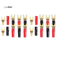 【liujiudian】Y Plug Spade Connector for Speaker Wire,16 Pcs Y Spade Plug 45 Degree Gold Plated U Fork