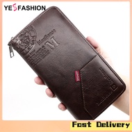 Yesfashion Store IN stockFashion Men Embossed Pattern Wallet Large Capacity Zipper Clutch Purse Bag Solid Color Pu Leather Wallet