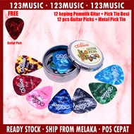 【POS CEPAT】 Alice Celluloid Guitar Pick Tin 12pcs Mixed Size Pemetik Gitar Tin Size Campur Gitar Kapok Gitar Elektrik