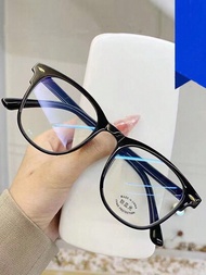 女性用防藍光眼鏡，平鏡片藍色電腦護目鏡，復古眼鏡架