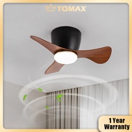 【Remote Control】TOMAX American Mini Fan Lamp Porch Study Balcony Bedroom Ceiling Fan Lamp Remote Control Frequency Conversion Mute Fan Lamp